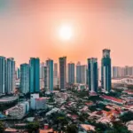 Da Nang skyline at sunset